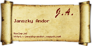 Janszky Andor névjegykártya